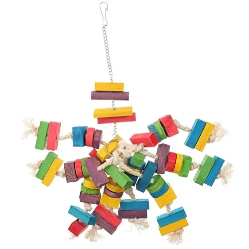 Produktbild: Wellensittich Spielzeug: Papagei Spielzeug Holz Vogelspielzeug HäNgend Kauspielzeug FüR Sittiche Und Papageien, Buntes Kletter- Und BeißSpielzeug FüR VöGel, 43cm