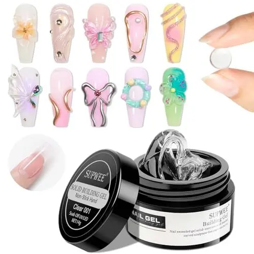 Produktbild: SUPWEE Feste Builder Gel-Nagelverlängerung, multifunktionales Klar Antihaft-Handskulpturen-Aufbaugel zum Schnitzen von Mustern Prägung hartes Gel für Nägel Mniküre 14 g (0,49 fl oz)