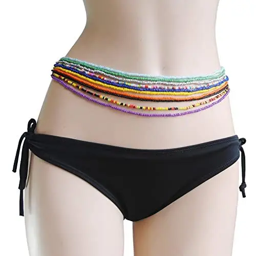 Produktbild: Surakey Sommer Schmuck Taille Perlen Körperkette Bunte Waist Beads Bauch Perle Körper Schmuck afrikanische Elastische Taille Kette Bauchkette Bikini Schmuck für Damen Mädchen