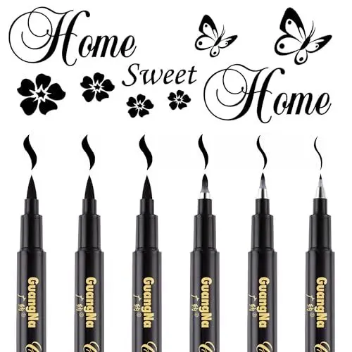 Produktbild: Surcotto Kalligraphie Stifte Set – 6 Teile für Anfänger, Schwarze Handlettering Stifte mit 4 Verschiedenen Spitzen für Bullet Journals und Kreatives Schreiben