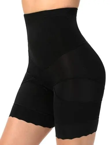 Produktbild: SURE YOU LIKE Shapewear Damen Miederpant Hohe Taille Bauchweg Unterhose Miederhose Mit 3D Konturnähte Kontrolle, Schwarz, M(32-34)