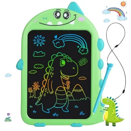 Produktbild: Surekuo LCD Schreibtafel Kinder, 10-Zoll Maltafel Zaubertafel Dinosaurier Zeichenbrett ab 3 4 5 6 7 8 Jahre alt Junge Mädchen, Tragbares Lernspielzeug Geschenk für Geburtstag Weihnachten (Grün)