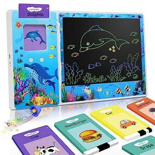 Produktbild: surekuo Standard Englisch, Sprechende Flash-Karten Lernspielzeug für Kleinkinder 1-6 Jahre Alt, 112 Blätter 224 Wörter, Hörbar Lernspielzeug, Interaktive Spielzeug für Jungen Mädchen