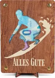 Produktbild: Surfer Geschenk - XL Geldgeschenk aus Holz inkl. Ständer | Surfer - Geschenke Für Surfer, Surfer Geschenke Für Männer