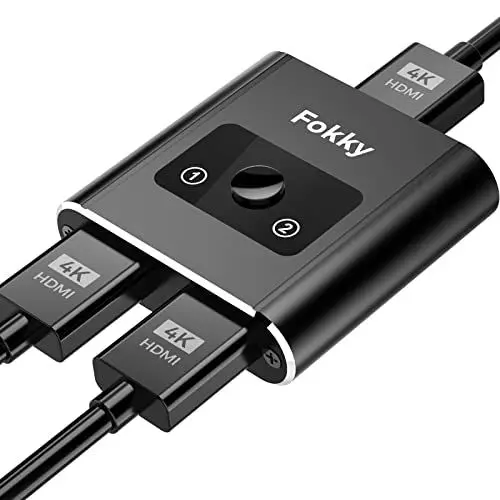Produktbild: Suright HDMI Switch HDMI Splitter 4K@60Hz, Aluminium HDMI Verteiler 2 In 1 Out oder 1 In 2 Out Manueller HDMI Umschalter unterstützt 4K@60Hz HD 3D für Xbox PS5 HDTV Bluray