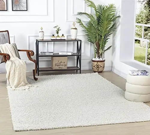 Produktbild: Surya Home Shaggy Berber Teppich - Flauschiger Teppich für Wohnzimmer, Esszimmer, Schlafzimmer, Langflor Hochflor Teppich flauschig - Teppich groß 200x290 cm, Wohnzimmerteppich in Weiß