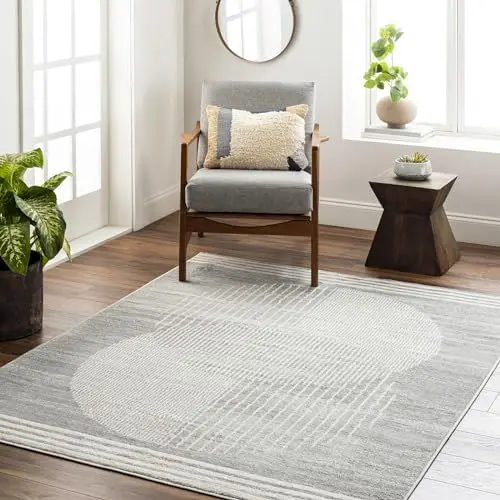 Produktbild: Livabliss Mombasa Boho Teppich für Wohnzimmer und Schlafzimmer - 160x216 cm, Geometrisches Muster, Skandinavisch Modern in Grau, Creme, Holzkohle