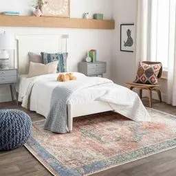 Produktbild: Livabliss Rodas Teppich waschbar in der Waschmaschine - Vintage Teppich waschbar für Wohnzimmer 160x220 cm, Schlafzimmer, Küche - Orientalischer Boho Style Teppiche, Teppich Groß, Orange, Braun, Blau