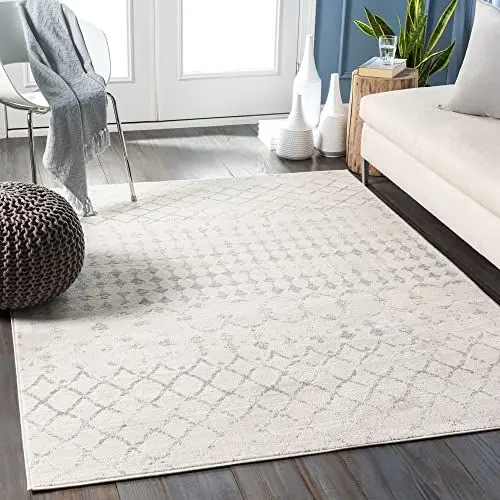 Produktbild: Livabliss Santiago Teppich Wohnzimmer Boho, großer Teppich Schlafzimmer 140x200 cm - Teppich für Esszimmer mit geometrischem Muster, Skandinavischer Wohnzimmerteppich modern in Elfenbein, Grau
