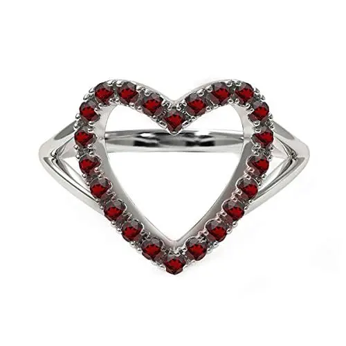 Produktbild: SURYAGEMS Januar Natur-Granat-Herz-Form-Ring-Verlobungs Vorschlag Customized Ring Chakra Healing Runde Geburtsstein Mode Schmuck für ihre Verfügbar in Größe: 47