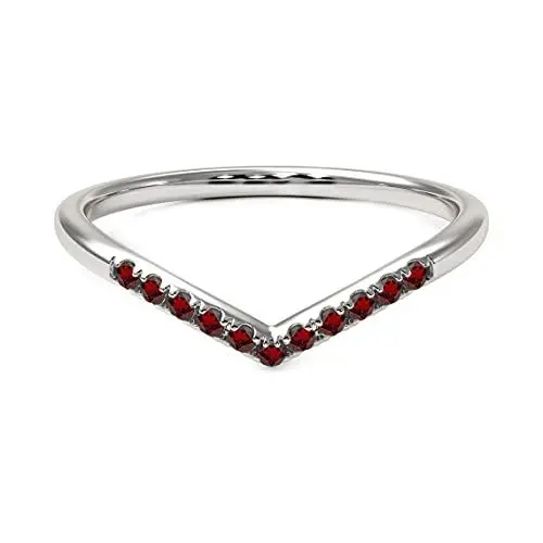 Produktbild: SURYAGEMS January Natural Granat V Shape stapeling Chakra heilung versprechen tägliche tragen 925 Sterling Silber Ring Birthstone schmuck für Frauen mädchen Freundin in größe:52
