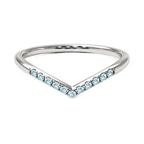 Produktbild: SURYAGEMS Marsch natürlicher Aquamarin V-Form Stapel Chakra Heilung Versprechen tägliche Tragen Ringe Sterling Silber Ring Geburtsstein Schmuck für Frauen Mädchen Freundin in Größe:63