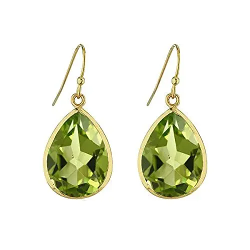 Produktbild: SURYAGEMS Natürliche Peridot 925 Sterling Silber Grüne Farbe Baumeln Ohrring Birnenform Teardrop Lünette Stil Ohrringe Für Frauen Mädchen Schmuck