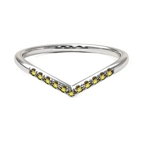 Produktbild: SURYAGEMS November Natürlicher Citrine V Shape Stapeling Chakra Heilung Versprechen tägliche Tragen 925 Sterling Silber Ring Birthstone Schmuck Für Frauen Mädchen Freundin in der Größe:48