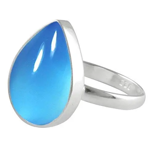 Produktbild: SURYAGEMS - Aus 925er Sterlingsilber Birne Blue Natürlicher Cabochon blauer Chalcedon