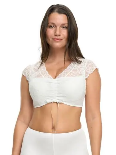 Produktbild: Susa Damen 5567 Wiesn-Zauber Dirndl-Bluse Flügelarm, weiß, 36