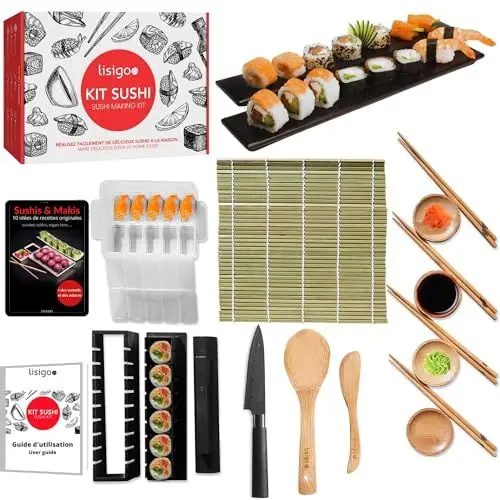Produktbild: Sushi Maker - Sushi set zum selber machen mit Sushi matte, Japanisches Messer, Essstäbchen, Sushi-Form, Maki-Form, Geschenkidee für Männer und Frauen. sushi set zum selber machen