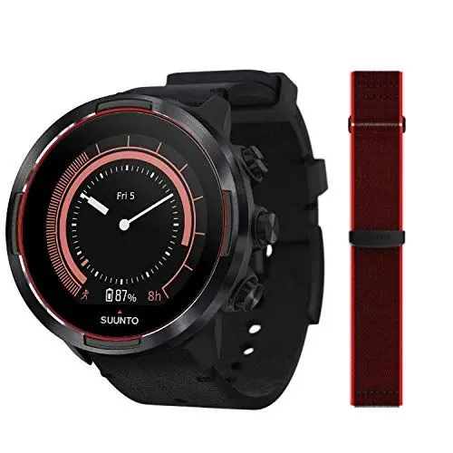 Produktbild: Suunto 9 Baro GPS-Sportuhr mit langer Batterielaufzeit und Herzfrequenzmessung am Handgelenk, Schwarz/Rot, SS050461000