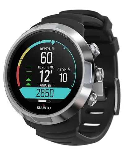 Produktbild: SUUNTO D5 Tauchcomputer mit Farbdisplay, 100m Wasserdicht, Alarmfunktion, Stoppuhr, Wetterinformationen, Kompass und einer Akkulaufzeit von bis zu 12 Stunden im Tauchmodus