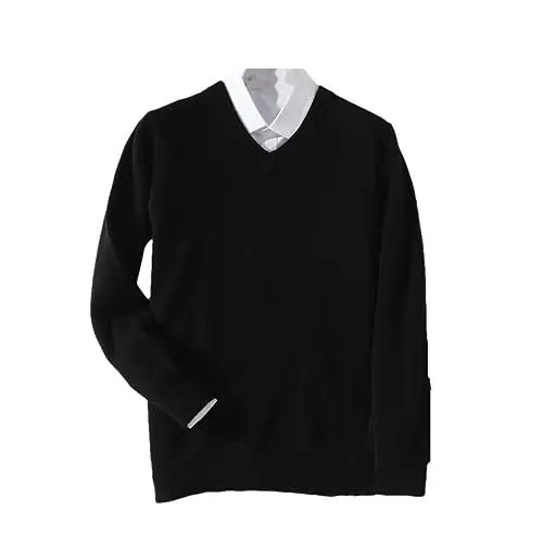 Produktbild: Suvoiier Männer Kaschmir Pullover Männer Pullover Herbst Winter Warme Klassische V-Ausschnitt Pullover Männlich Jumper Jersey Männer Pullover Black XXXL