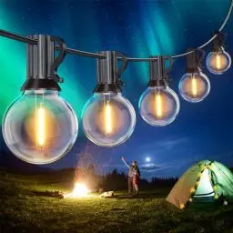 Produktbild: SUWIN 150FT LED Lichterkette Außen, 45M G40 Lichterkette Outdoor Strom, Wasserdicht Garten Lichterkette Glühbirnen Aussen mit 75+2 Warmweiß Lampen für Party Terrasse Bistro Außenbereich