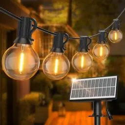 Produktbild: SUWIN Solar Lichterkette Außen,18M Lichterkette Glühbirnen Aussen 30+2 LEDS G40 Birnen, Wasserdichte 4 Modus Solar Garten Girlanden Lichter für Terrasse, Hinterhof, Balkon, Party (USB-Betriebene)