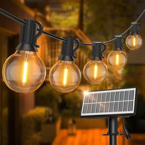 Produktbild: SUWIN Solar Lichterkette Außen,18M Lichterkette Glühbirnen Aussen 30+2 LEDS G40 Birnen, Wasserdichte 4 Modus Solar Garten Girlanden Lichter für Terrasse, Hinterhof, Balkon, Party (USB-Betriebene)