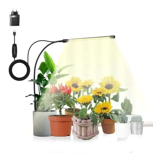 Produktbild: SUWITU Pflanzenlampe LED Vollspektrum, 48 LEDs Pflanzenlicht, Pflanzenleuchte mit 4/8/12 Timer Wachstumslampe 5 Helligkeit, 360° Einstellbar Grow Lampe für Zimmerpflanzen mit USB Adapter