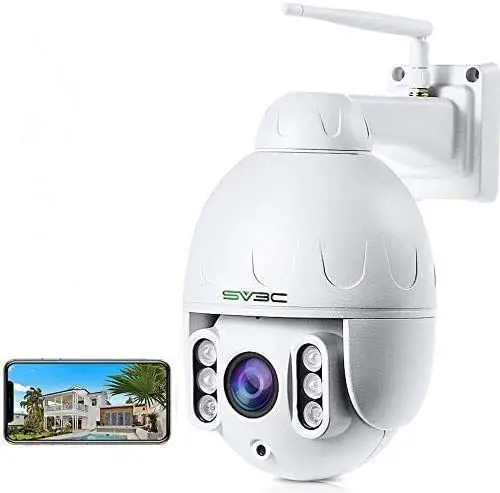 Produktbild: SV3C 5MP PTZ Kamera IP Dome Überwachungskamera Aussen WLAN, 5-Fach Optischem Zoomobjektiv Outdoor Kamera, Zwei Wege Audio 60m IR-Nachtsich, IP66 Wasserfest, Unterstützung von 128GB SD Karten