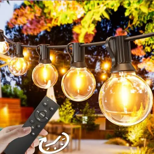 Produktbild: Svater Lichterkette Außen Dimmbar 30m,G40 LED Lichterkette Glühbirnen Außen 52 Plastik Birnen Wasserdicht IP45,Timer Verlinkbar für Outdoor, Terrasse,Bäume,Party Deko, 2700K Warmes Weiß