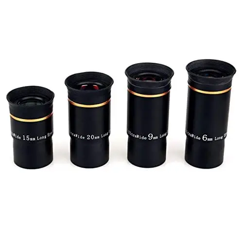 Produktbild: Svbony Okular Set 1,25”, 6mm 9mm 15mm 20mm Teleskop Okular Kit 66° Weitwinkelokular Scharfe Bilder, FMC Beschichtung Langer Augenabstand, für Mondsternhaufen und andere Planetenbeobachtungen