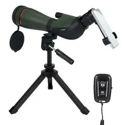 Produktbild: Svbony SA412 Spektive 20–60x80mm, HD FMC Range Spotter Scope mit 1,25 Zoll Okular, mit SV146 Verstellbarer Desktop Stativ Telefonadapter Fernbedienung, für die Jagd Zielschießen