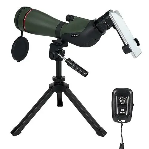 Produktbild: Svbony SA412 Spektive 20–60x80mm, HD FMC Range Spotter Scope mit 1,25 Zoll Okular, mit SV146 Verstellbarer Desktop Stativ Telefonadapter Fernbedienung, für die Jagd Zielschießen