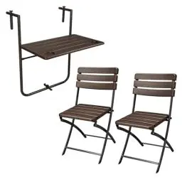 Produktbild: SVITA 3-teiliges Balkonmöbel klappbar 1 Tisch 2 Stühle Balkonset Bistroset Gartenmöbel Braun