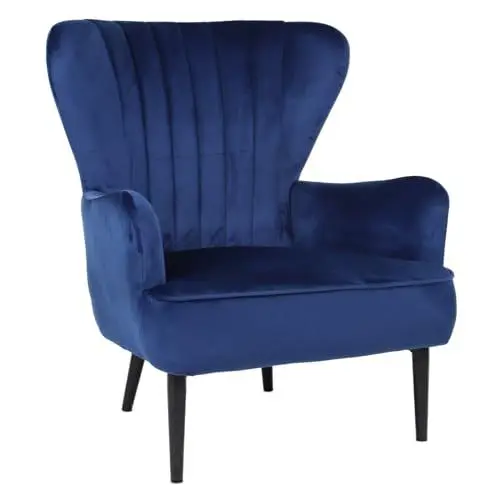 Produktbild: SVITA Arthur Sessel Relaxsessel Ohrensessel Modern Gepolstert Samt Dunkelblau