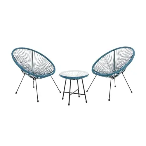 Produktbild: SVITA Bali Balkon-Möbel 3-TLG. Polyrattan Lounge-Set Balkon-Set Blau