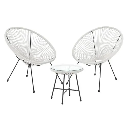 Produktbild: SVITA Bali Balkon-Möbel 3-TLG. Polyrattan Lounge-Set Balkon-Set Terracotta Weiß