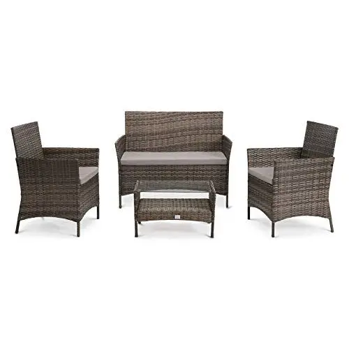 Produktbild: SVITA Brooklyn Gartenmöbel Poly Rattan Sitzgruppe Essgruppe Set Sofa-Garnitur Lounge (Braun)