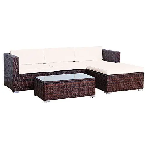 Produktbild: SVITA California Poly-Rattan Lounge Gartenset Sofa-Set Garnitur Gartenmöbel Couch-Set