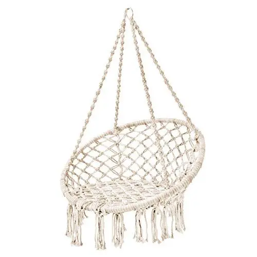 Produktbild: SVITA Carrie Hängesessel mit Rahmen im Boho-Style zum Aufhängen für Indoor und Outdoor Naturmaterial Beige
