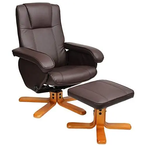 Produktbild: SVITA Charles Relaxsessel TV Sessel Wohnzimmersessel Drehsessel Hocker Beinablage Fernsehsessel Drehstuhl Lesesessel Braun Indoor