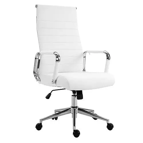 Produktbild: SVITA Elegance Comfort Bürostuhl Kunstleder Höhenverstellbar Wippbar Schreibtischstuhl Ergonomisch Drehstuhl mit Rollen Weiß