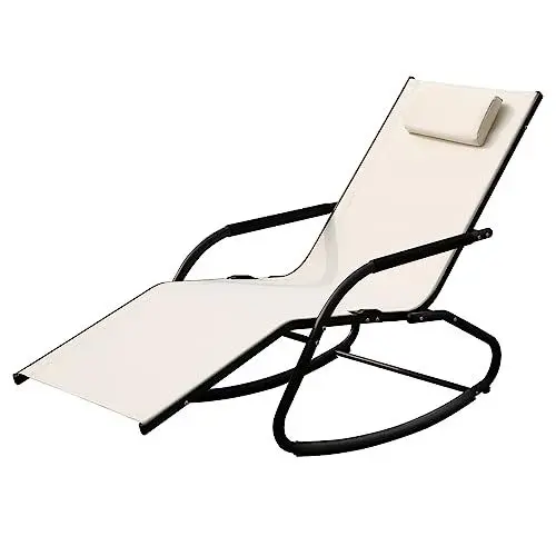 Produktbild: SVITA FJON Schaukelliege Gartenliege Liegestuhl Sonnenliege Kissen Aluminium Beige