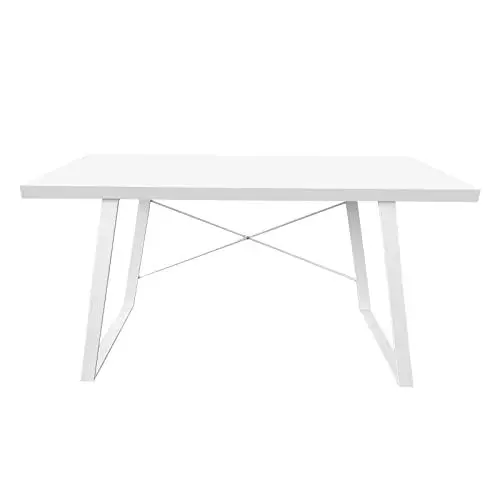 Produktbild: SVITA Industrial Schreibtisch Eiche-Optik weiße Metall-Beine Computertisch Bürotisch Arbeitstisch PC Tisch Weiß