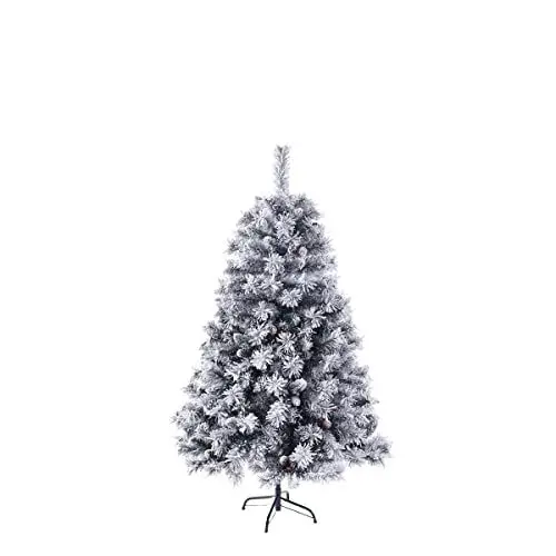 Produktbild: SVITA Künstlicher Weihnachtsbaum 150cm Weiß klappbar mit 371 Zweig-Spitzen inkl. Metall Ständer Christbaum Tannenbaum Schnellaufbau Klappsystem Luvi-Nadeln