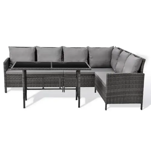 Produktbild: SVITA Madison Rattan-Lounge Polyrattan Ecksofa Gartenmöbel-Set Sofa Garnitur Couch-Eck