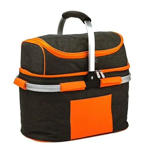 Produktbild: SVITA Picknickkorb 25l Thermo Einkaufskorb mit Kühlfunktion Kühlbox Kühltasche Grau