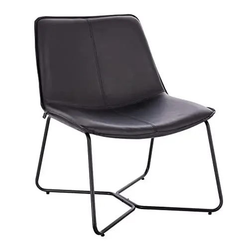 Produktbild: SVITA Ron Loungesessel Cocktailsessel Clubsessel ohne Armlehnen Metall-Gestell Leder-Optik Schwarz