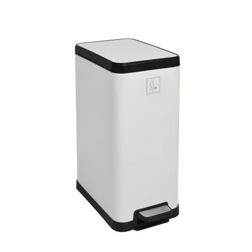 Produktbild: SVITA STM15 Mülleimer Treteimer Tretmülleimer Abfalleimer 15l inkl. Inneneimer Softclose-Deckel Fußpedal freistehend rechteckig Weiß