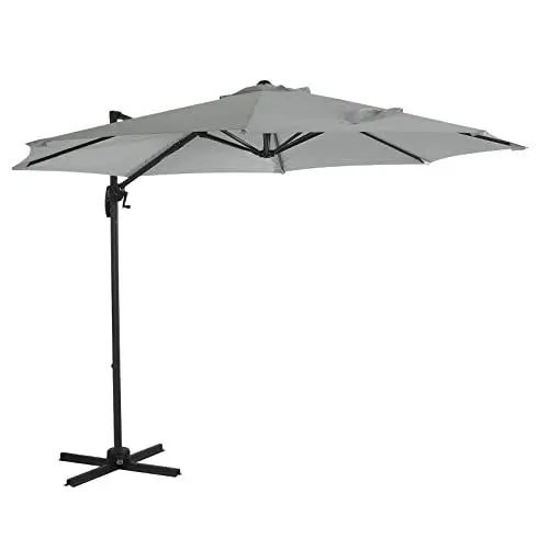 Produktbild: SVITA Sonnenschirm Ampelschirm Garten Terrasse Outdoor 360° Schirm Aluminium drehbar kippbar Gartenschirm Gartenmöbel Hellgrau